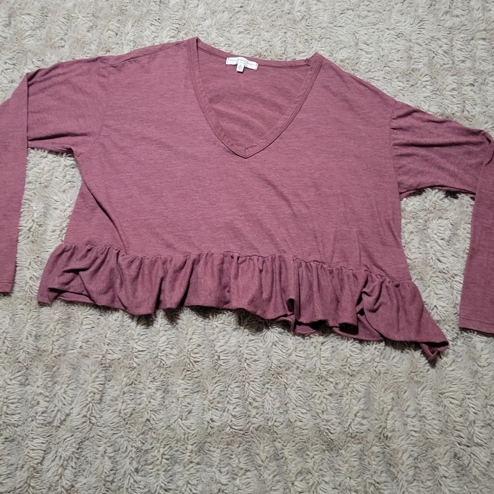 🌞Truly Madly Deeply Mauve Ruffle Long Sleeve Top Sz Medium - Picture 4 of 5
